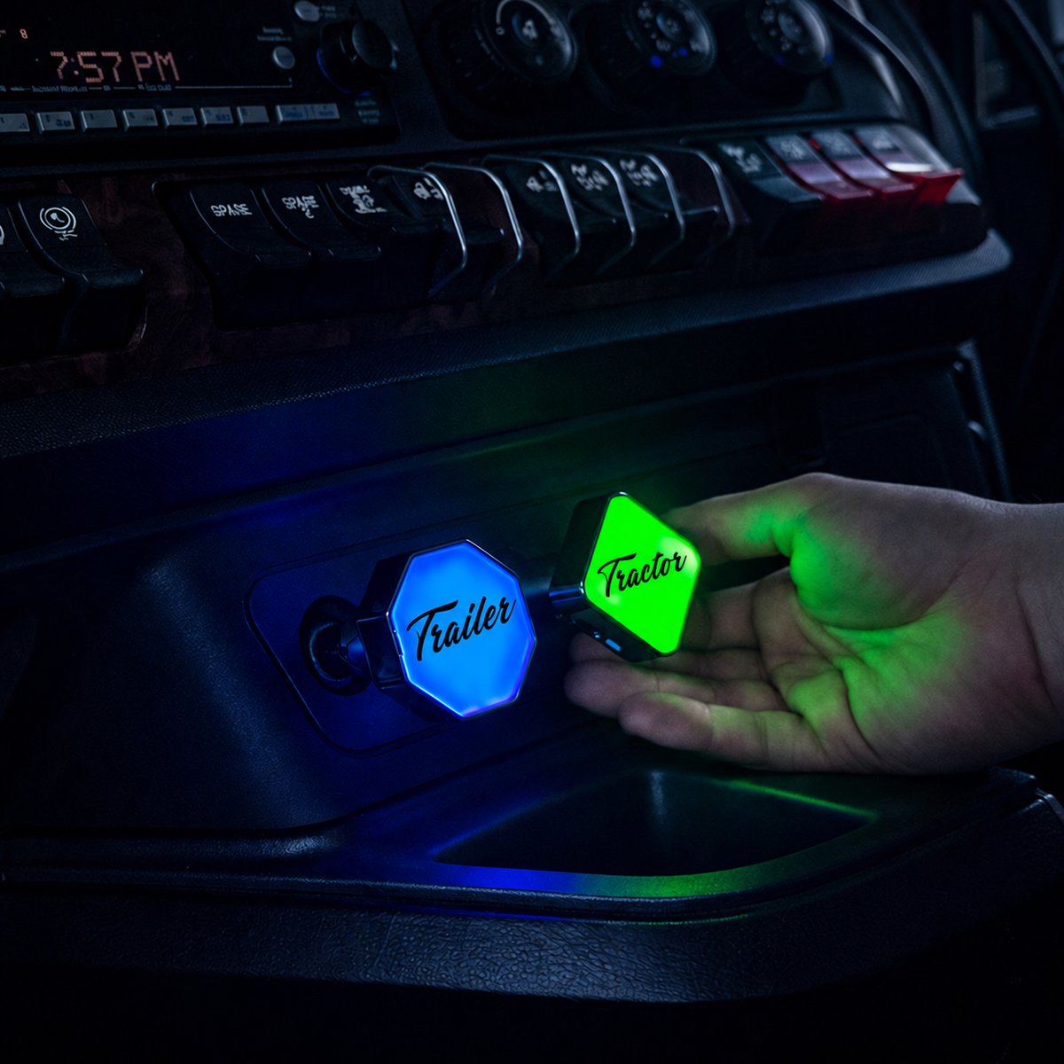 Glo-Knobz Illuminated Air Brake Knobs – Tractor / Trailer 2-Pack